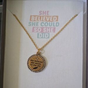Luca+Danni Unique Gold Inspirational Necklace With Swarovski Crystal Accents